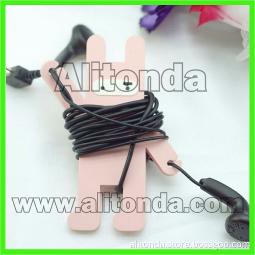 Cute cartoon animal monkey cow shape soft mini cable tidy custom winder for promotional gifts